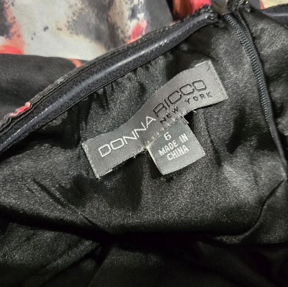 Vintage Donna Ricco 100% Silk Black Floral Print Mini Halter Dress, Lined, EUC! - Picture 10 of 11